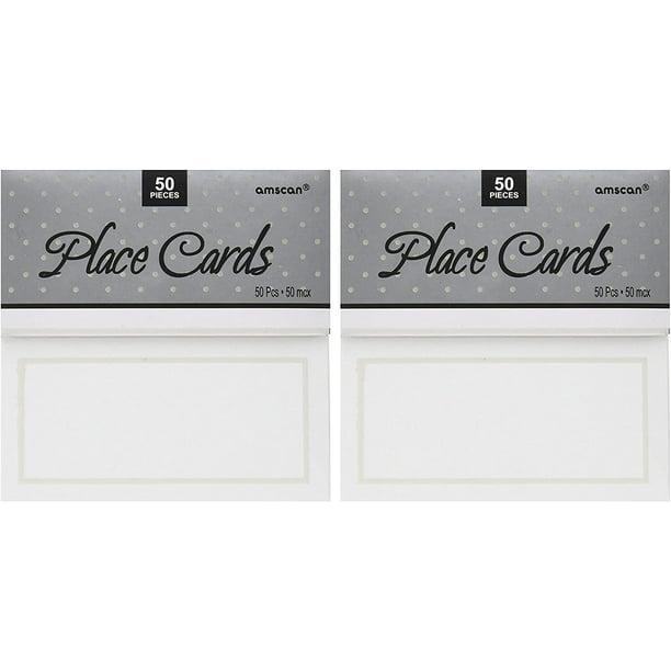 2 Set of 50 Amscan White Pearlized Border Place Cards 
